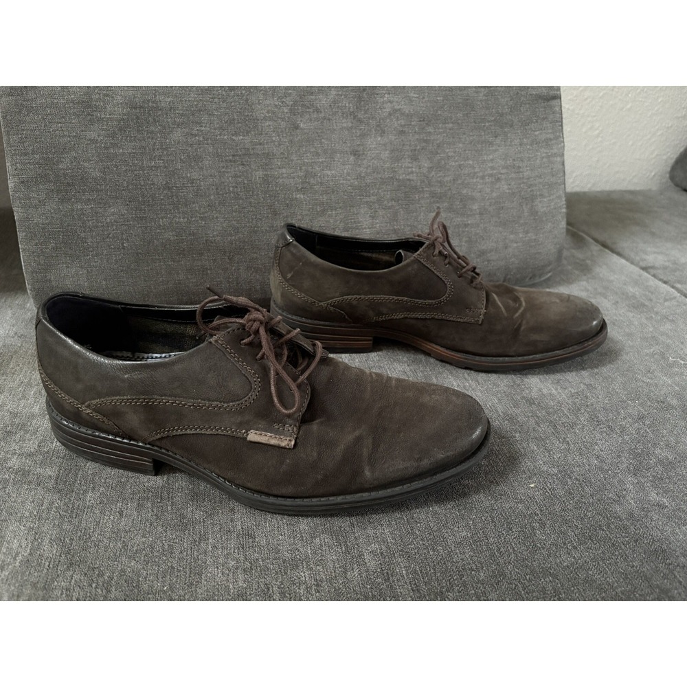 CLARKS 16326 Dark Brown Suede Leather, Lace Up Dress Shoes Loafers 9M Men's